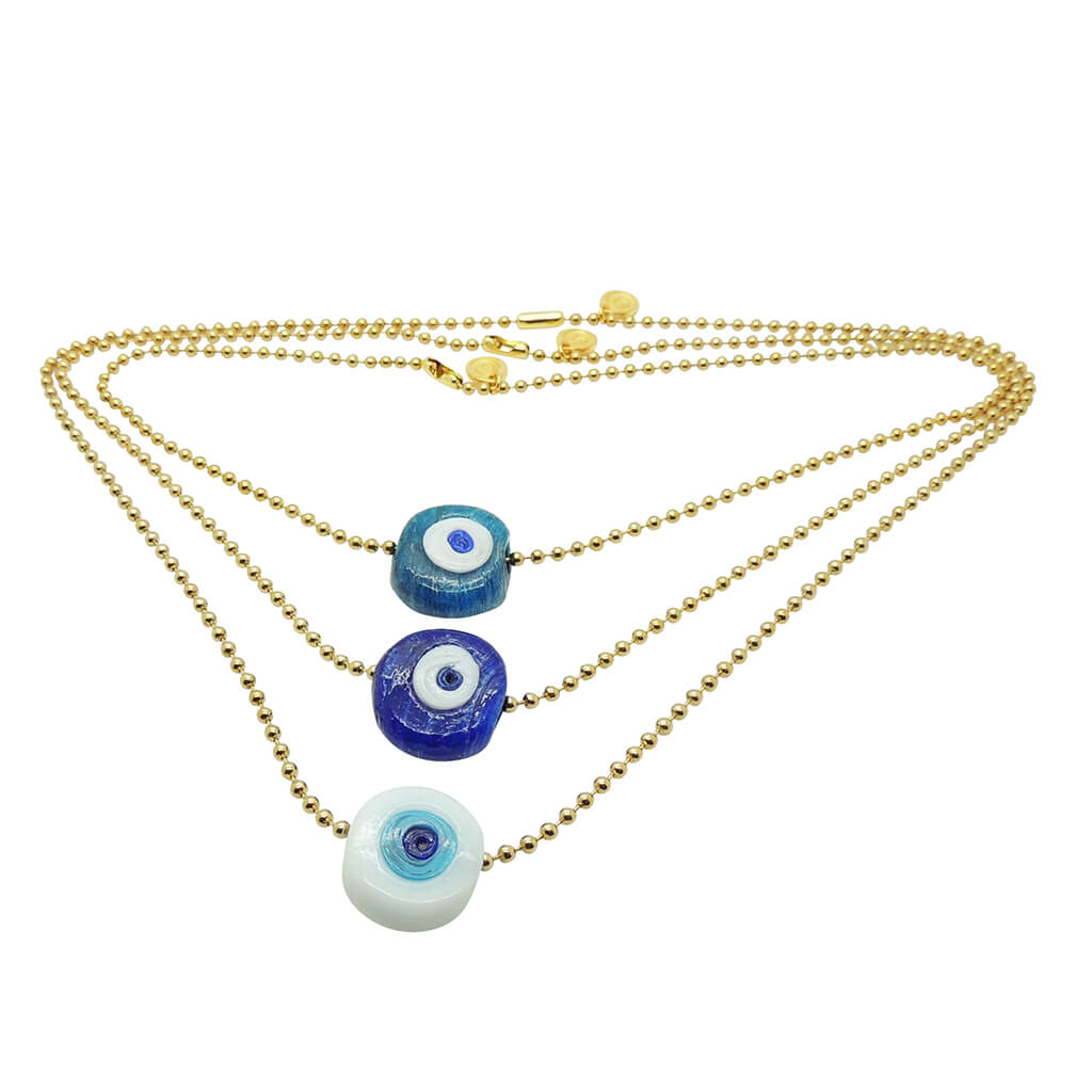 Dana Levy Aura Evil Eye Amulet Ball Chain Necklace - Trio of Necklaces