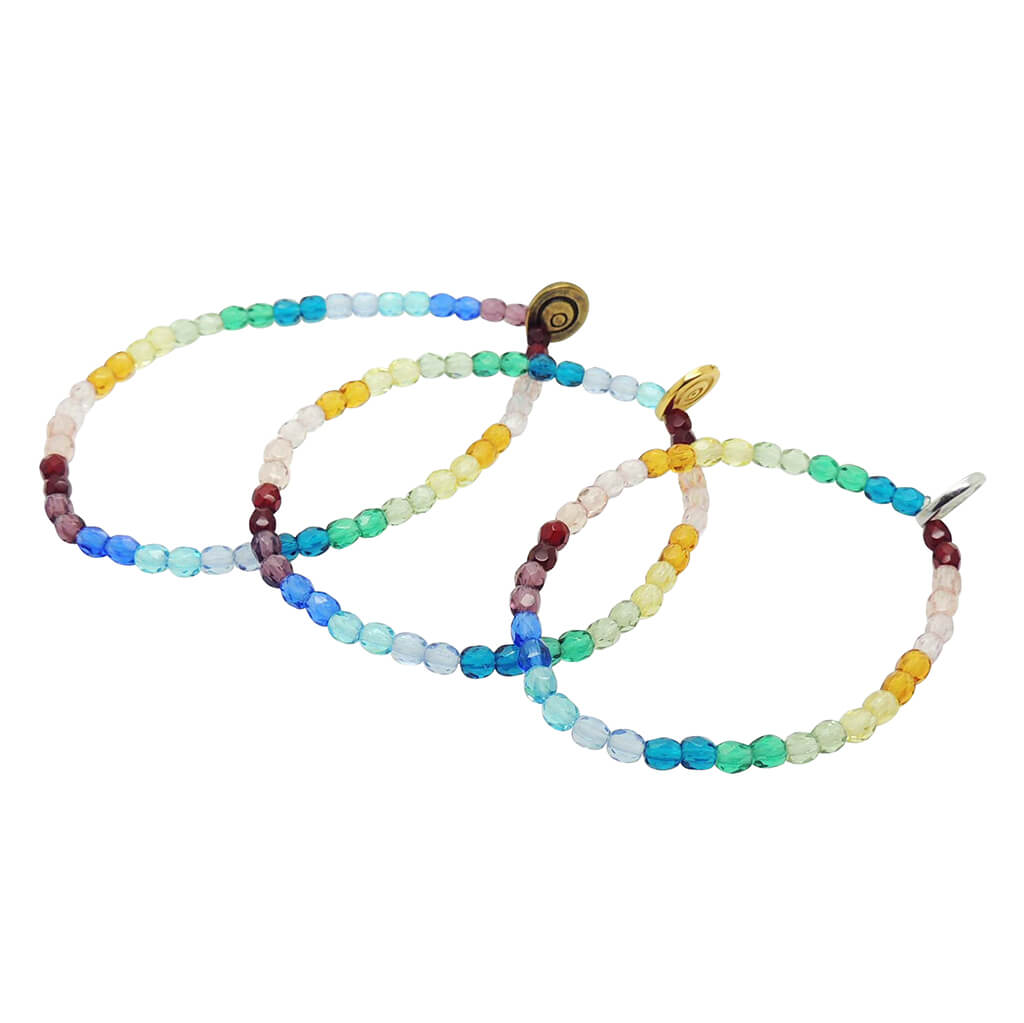 Dana Levy Rainbow Faceted Glass Bead Bracelet - Trio of Sizes
