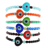Dana Levy Glass Evil Eye Heart Charm Two Tone Faceted Glass Bead Bracelet - Group Stack