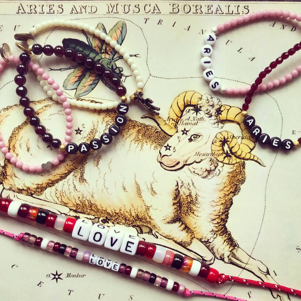 Dana Levy Mini DIY Personalise Me Abacus Cord Bracelet - Love Pink Bracelet Aries Flatlay
