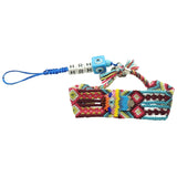 Dana Levy Personalised Initial Lucky Charm Beaded Maxi Friendship Phone Strap - Rainbow Hamsa on Blue/Green/Bordeaux Mix Strap