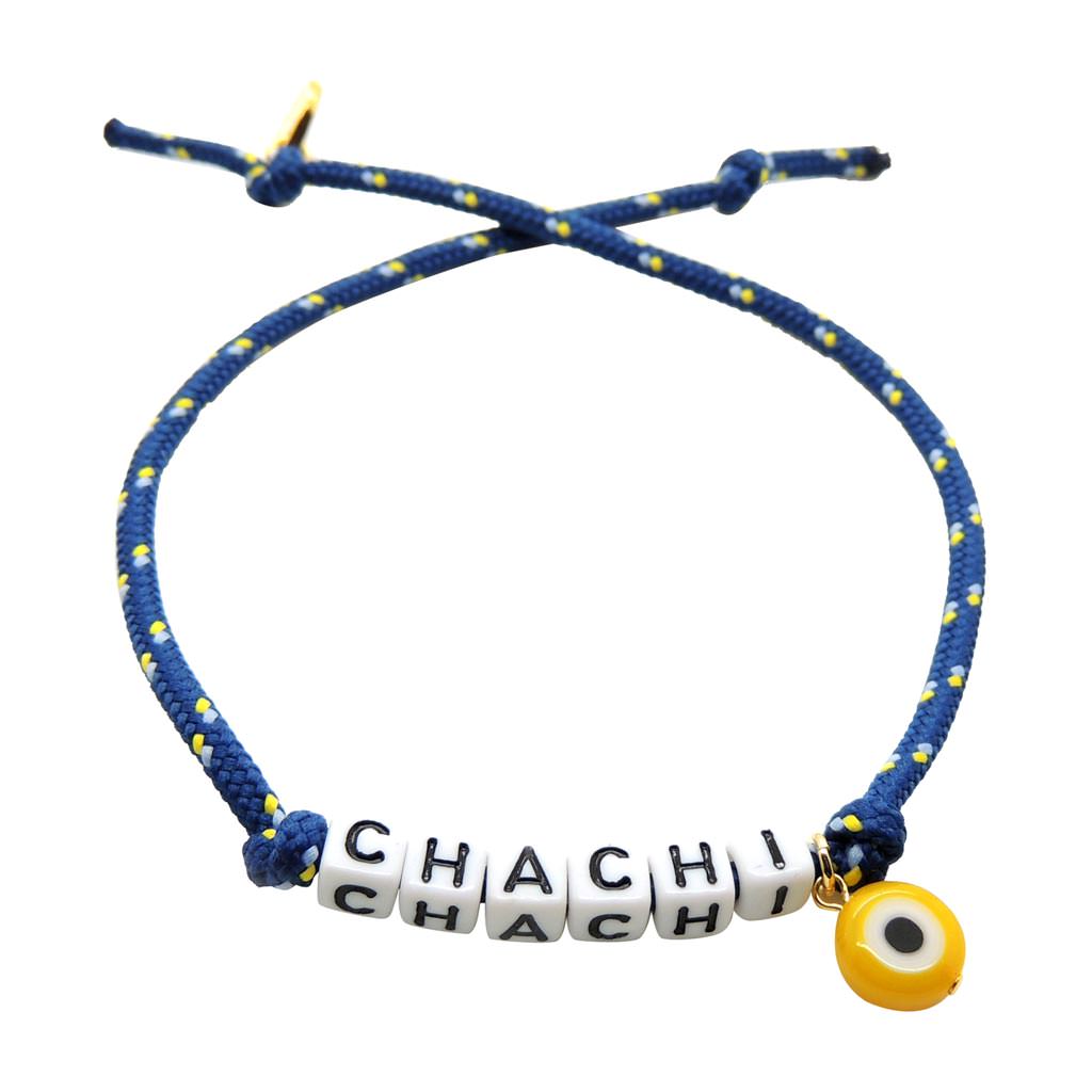 Dana Levy Personalised Name Alphabet Charm Cord Bracelet - Chachi Navy