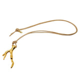 Dana Levy Coral Pendant Charm Leather Cord Necklace - Natural Cord