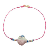 Dana Levy Porcelain Seashell Charm Nautical Cord Necklace - Pink/Cream/Blue - Pink Cord