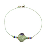 Dana Levy Porcelain Seashell Charm Nautical Cord Necklace - Pistachio/Cream/Brown - Mint Cord