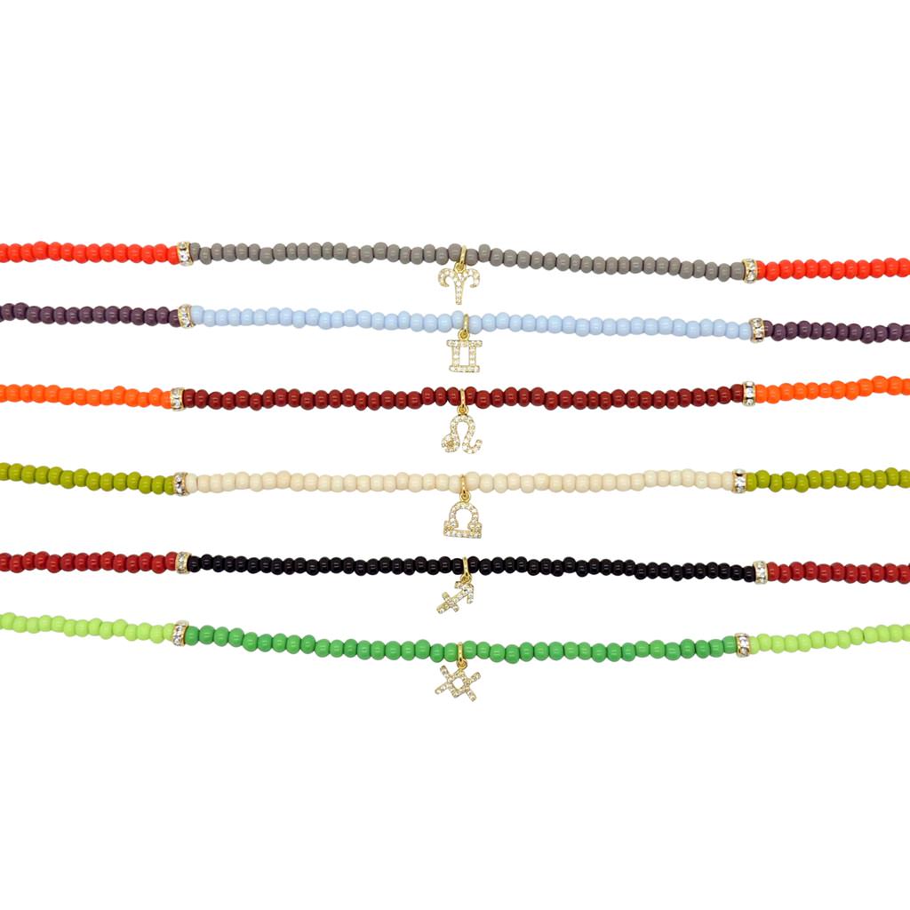 Dana Levy Mini Diamante Zodiac Symbol Charm Glass Bead Duo Necklace - Group Detail