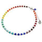 Dana Levy Evil Eye Charm Rainbow Spectrum Freshwater Pearl Choker - Royal Blue Eye / Antique Silver