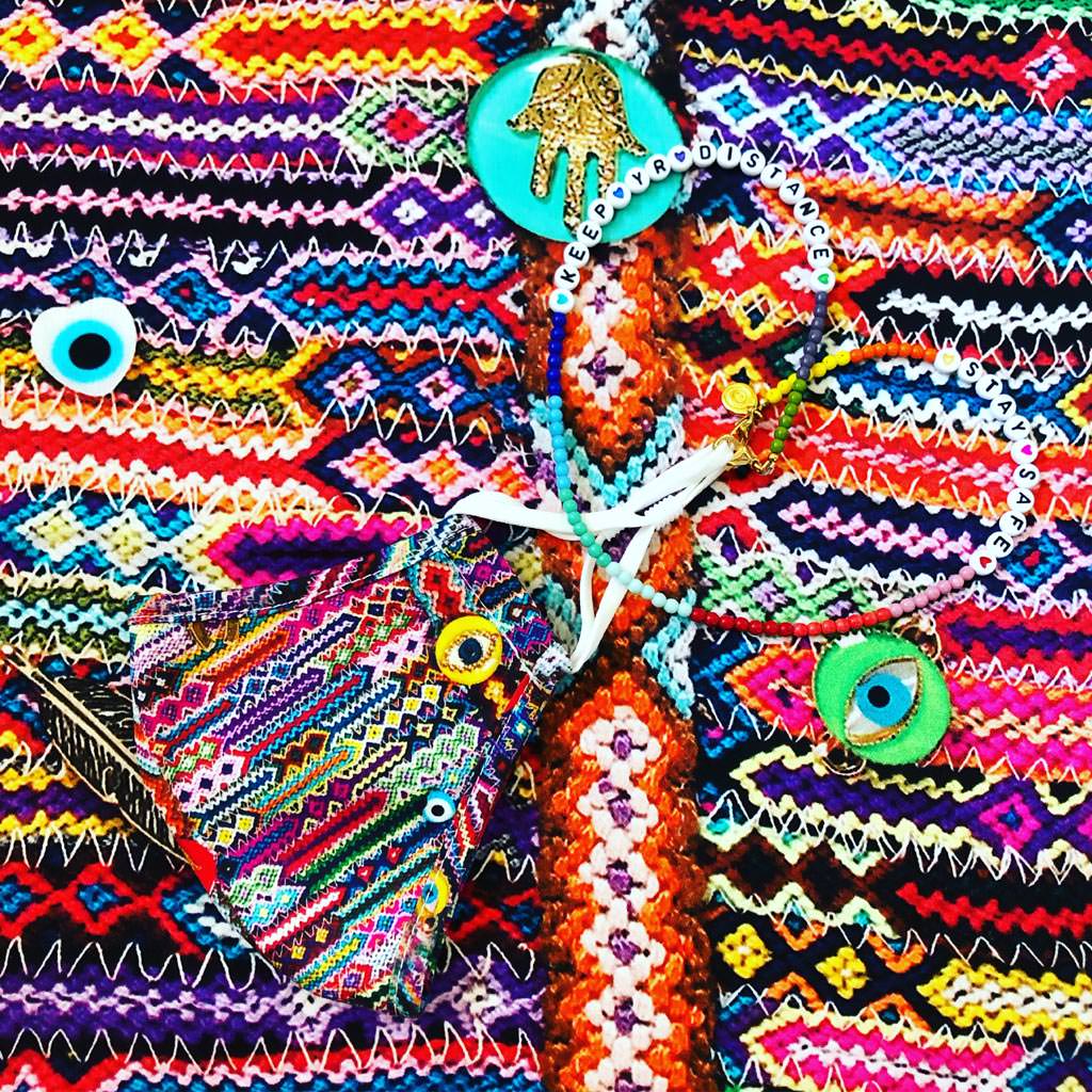Dana Levy Lucky Charm Friendship Bracelets Face Covering - With Lucky Charm Friendship Bracelets Silk Scarf
