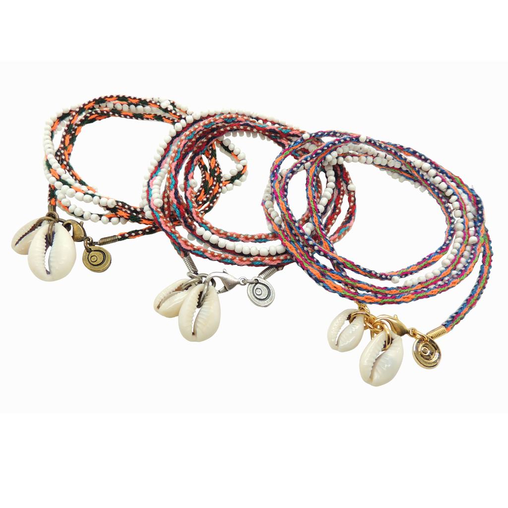 Dana Levy Seashell Charm Duo Lima Beaded Cord Anklet - Trio