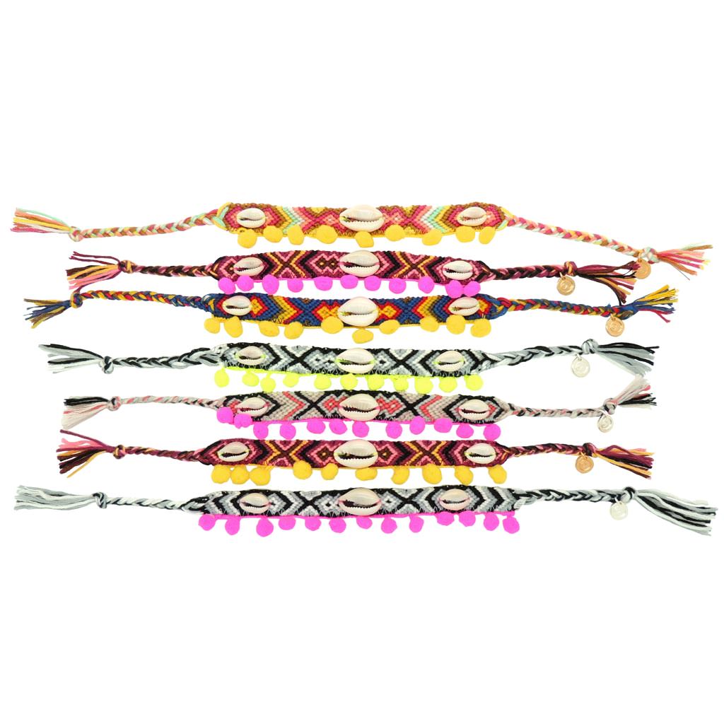 Dana Levy Seashell Charm Pompom Midi Friendship Bracelet - Group