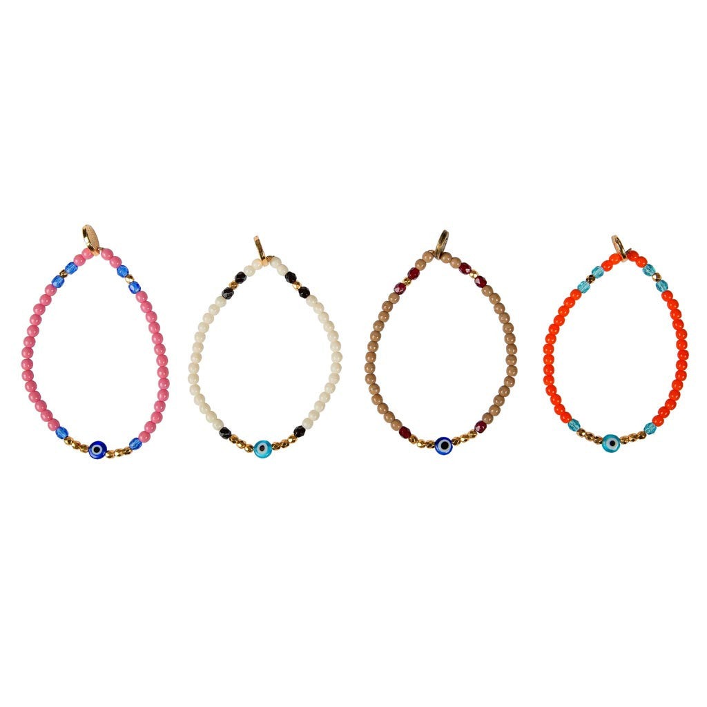 Dana Levy Mini Evil Eye Charm Glass Bead Mix Bracelets - Gold