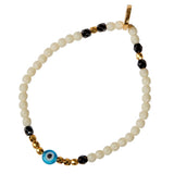 Dana Levy Mini Evil Eye Charm Glass Bead Mix Bracelet - Ivory