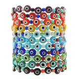 Dana Levy Mini Rainbow Glass Evil Eye Charm Bracelet - Group Stack