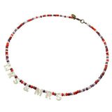 Dana Levy Mother of Pearl Shell Mrs & Mrs Glass Bead Mix Necklace - Berry Mix