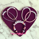 Dana Levy Two Tone Personalised Name Glass Bead Bracelet - Mummy Heart Flatlay