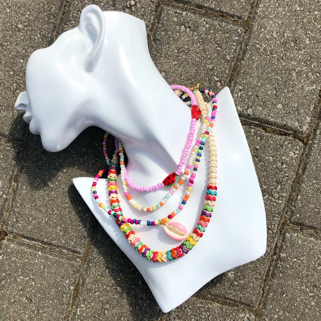 Dana Levy Multicolour Howlite Gemstone Wave Necklace - Rainbow Necklace Medley