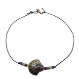 Dana Levy Porcelain Seashell Charm Nautical Cord Necklace - Blue/Brown/Cream - Navy Cord