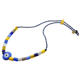 Dana Levy Multicolour Evil Eye Nugget Charm Candy Bead Nautical Cord Necklace - Opaque Azure Blue Eye Navy Blue Nautical Cord
