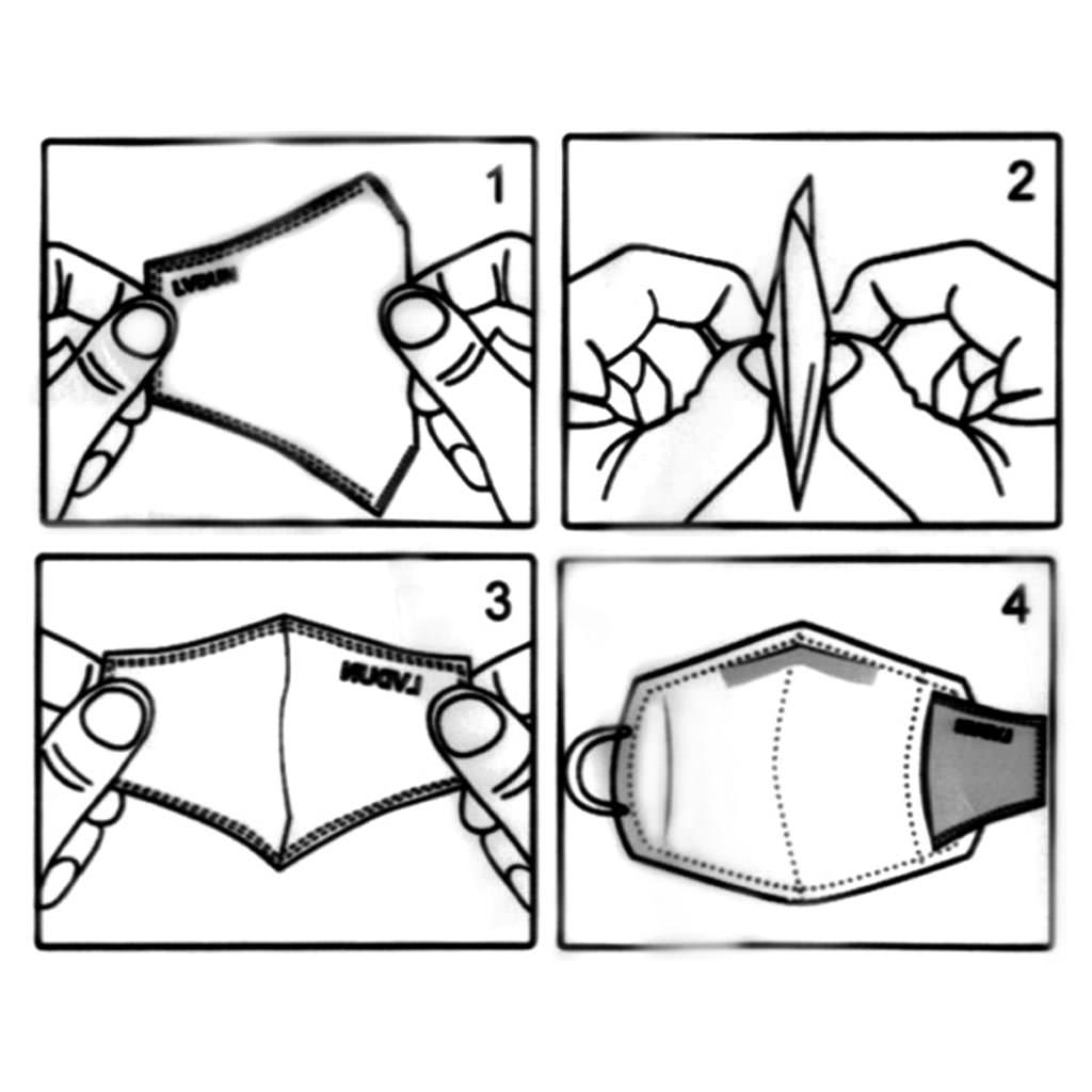 Dana Levy Pack of 3 Disposable PM2.5 Face Covering Filters - Instructions