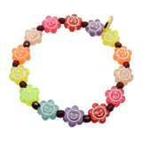 Dana Levy Rainbow Smiley Flower Charm Faceted Glass Bead Bracelet - Ruby