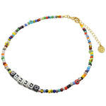 Dana Levy Personalised Alef Bet Hebrew Name Balagan Glass Bead Choker - Sababa Heart Charms