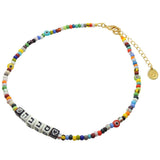 Dana Levy Personalised Alef Bet Hebrew Name Balagan Glass Bead Choker - Sababa Heart Charms