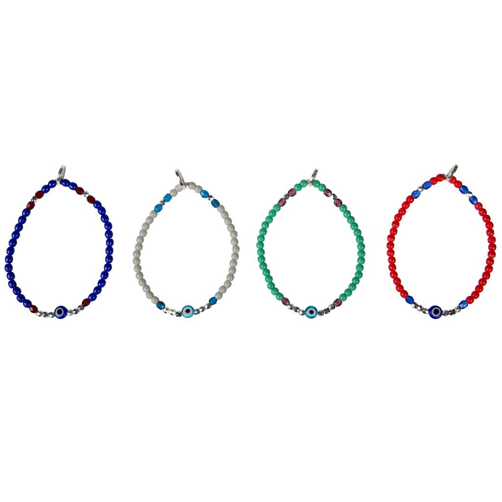 Dana Levy Mini Evil Eye Charm Glass Bead Mix Bracelets - Silver