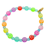 Dana Levy Mini Rainbow Smiley Charm Faceted Glass Bead Bracelet - Sky Blue