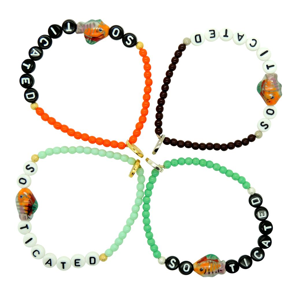 Dana Levy Sofishticated Alphabet Charm Glass Bead Bracelet - Group