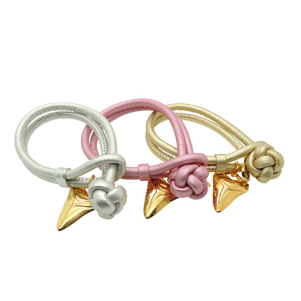 Dana Levy Shark Tooth Charm Metallic Leather Cord Bracelet - Trio