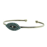 Dana Levy Turquoise Crystal Evil Eye Charm Cuff Bracelet - Antique Silver