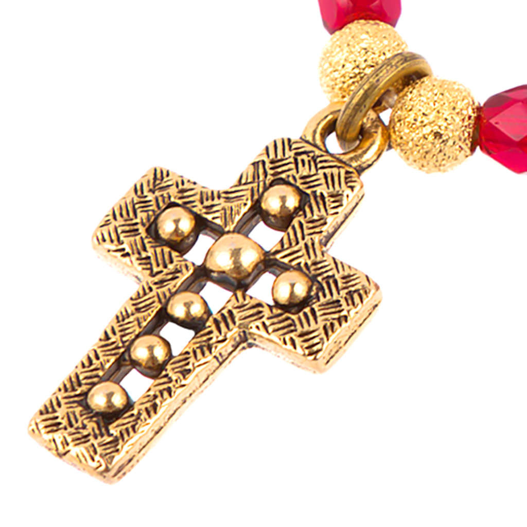 Dana Levy Deco Cross Charm Faceted Glass Bead Bracelet - Detail