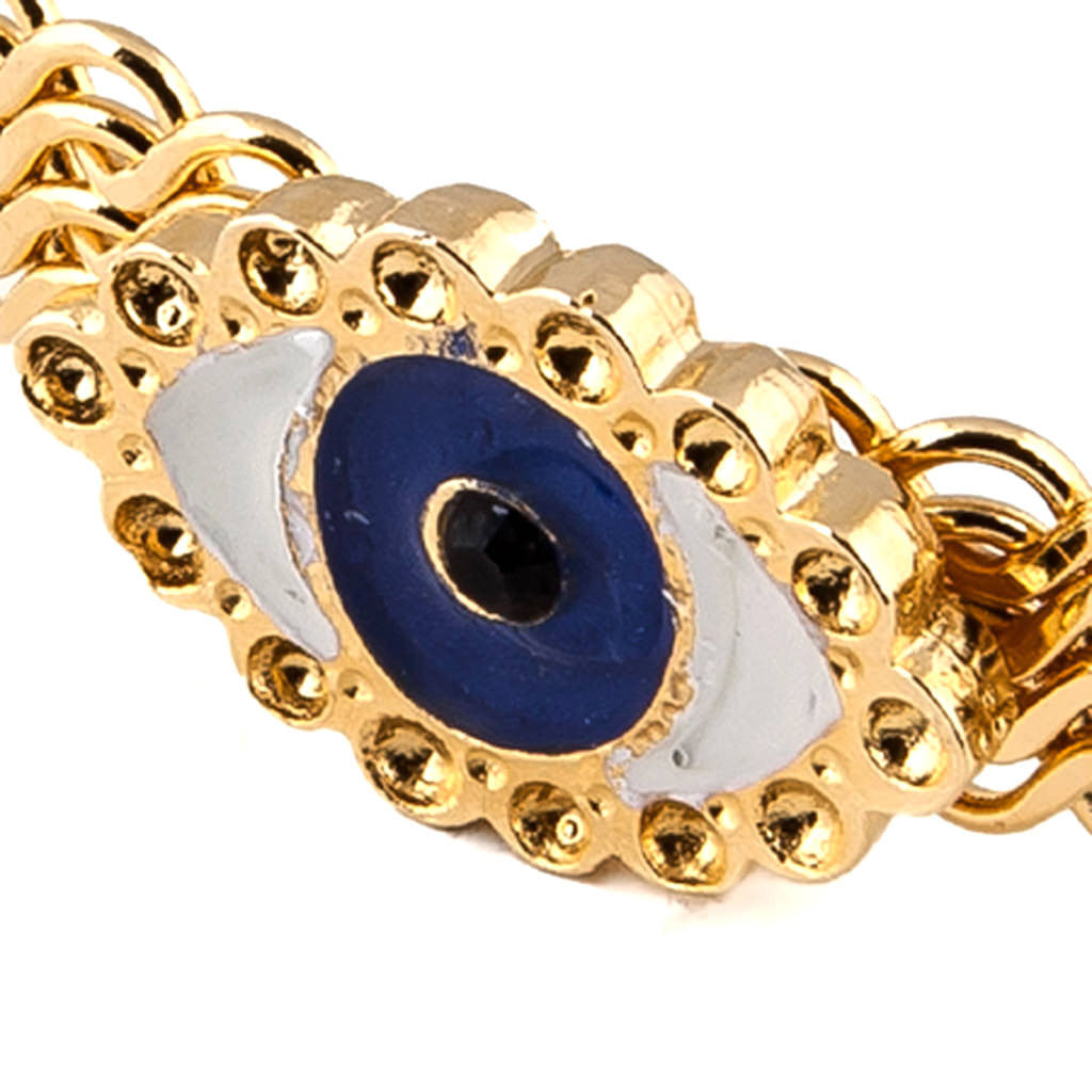 Dana Levy enamel evil eye charm mesh cuff bracelet - Detail Gold