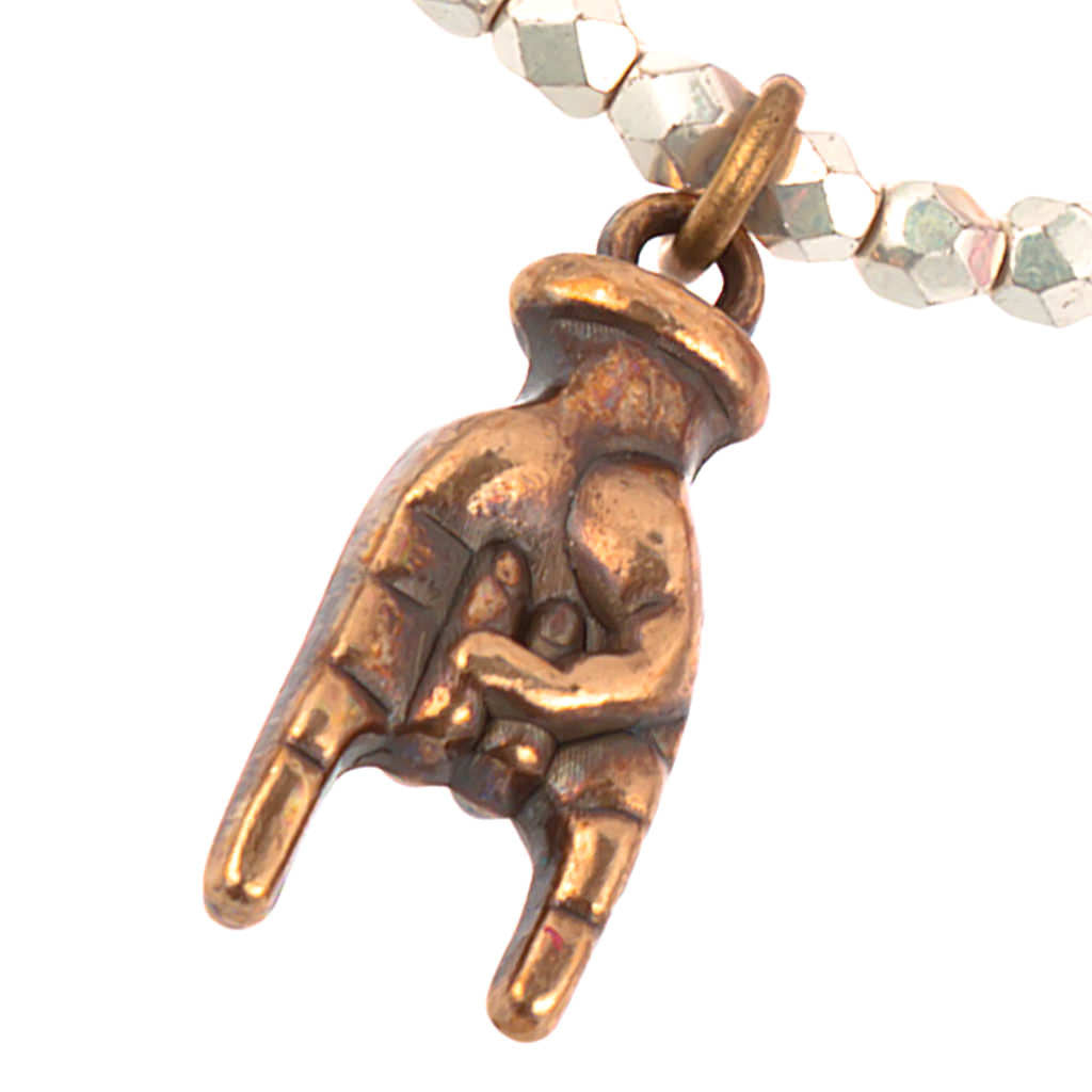 Dana Levy Mano Hand Charm Faceted Glass Bead Bracelet - Detail