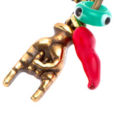 Dana Levy Mano Cornuto Hand Charm Trio Ball Chain Necklace - Detail Antique Gold