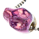 Dana Levy Mini Ceramic Skull Charm Ball Chain Necklace - Detail of Antique Silver Metallic Purple