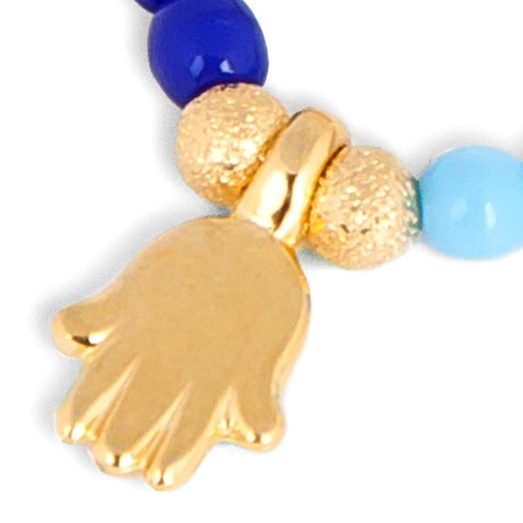 Dana Levy Mini Hamsa Hand Charm Rainbow Glass Bead Bracelet - Detail
