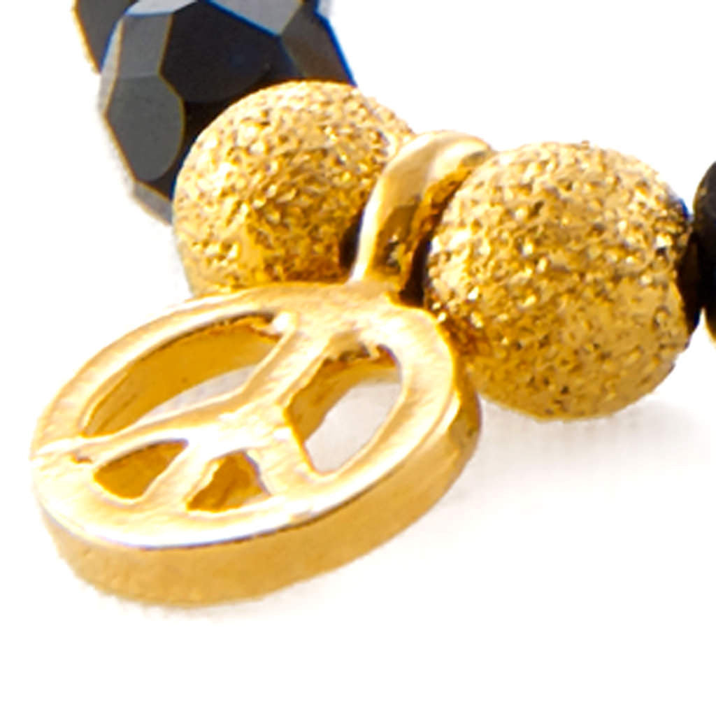 Dana Levy Mini Peace Symbol Charm Faceted Glass Bead Bracelet - Detail