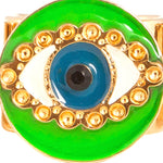 Dana Levy Neon Evil Eye Charm Ring - Neon Green Detail