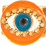 Dana Levy Neon Evil Eye Charm Ring - Neon Orange Detail