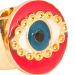 Dana Levy Neon Evil Eye Charm Ring - Neon Pink Detail