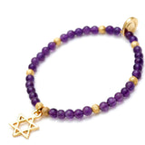 Dana Levy Star of David Charm Gemstone Bracelet - Gold Amethyst