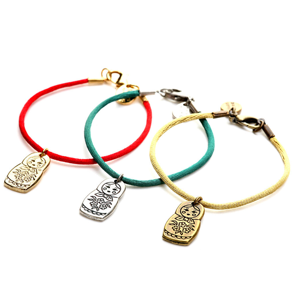 Dana Levy Matryoshka Russian Doll Charm Satin Cord Bracelet - Group