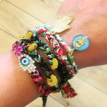Dana Levy Liberty Print Evil Eye Double Wrap Braid Bracelet - Various on Wrist