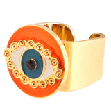 Dana Levy Neon Evil Eye Charm Ring - Neon Orange