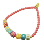 Dana Levy Personalised Retro Alphabet Cube Glass Bead Bracelet - Amore Mio / Dark Rose