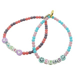 Dana Levy Two Tone Mini Personalised Name Alphabet Cube Glass Bead Bracelet - White Rainbow Alphabet Cubes Baci Ciao
