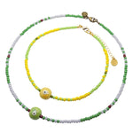 Dana Levy Ceramic Evil Eye Bubble Charm Two Tone Glass Bead Necklace - Necklace and Choker Duo