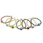 Dana Levy Ceramic Evil Eye Amulet Stardust Gemstone Bead Bracelet - Group Flatlay