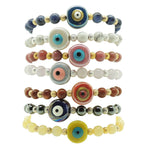 Dana Levy Ceramic Evil Eye Amulet Stardust Gemstone Bead Bracelet - Group Stack